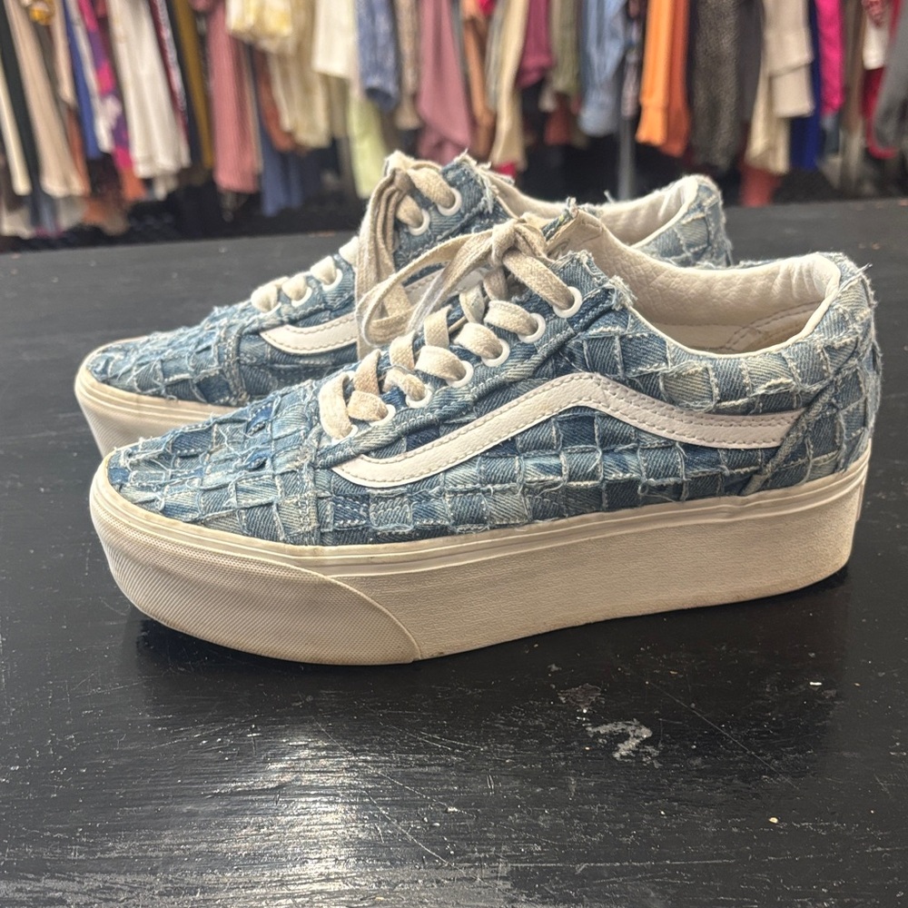 Vans Old Skool Stackform Woven Denim Sneakers Mens 7 Womens 8.5 - Picture 3 of 12